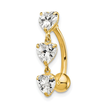 10K Gelbgold 5mm Zirkonia Herz Belly Hängend