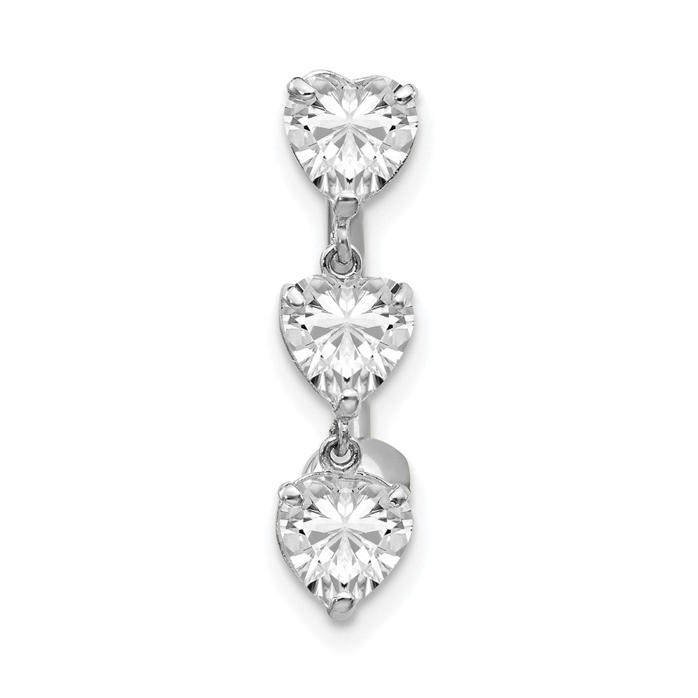 10K Weißgold 5mm Zirkonia Herz Belly Hängend