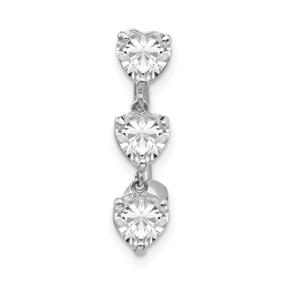 10K Weißgold 5mm Zirkonia Herz Belly Hängend