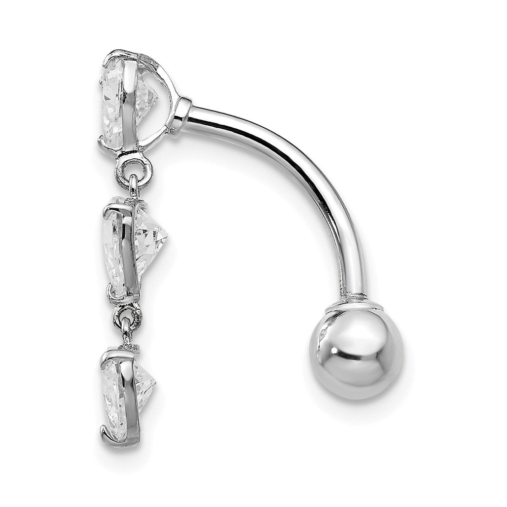 10K Weißgold 5mm Zirkonia Herz Belly Hängend