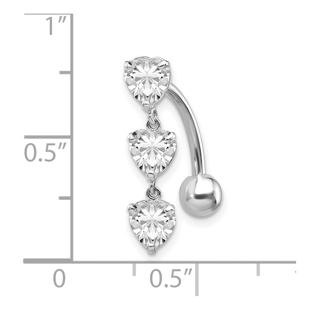 10K Weißgold 5mm Zirkonia Herz Belly Hängend