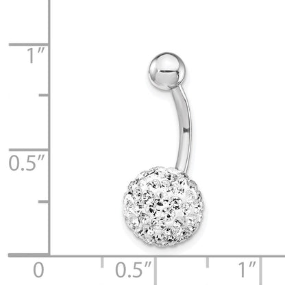 10K Weißgold Mit10mm Kristall Kugel Belly Hängend