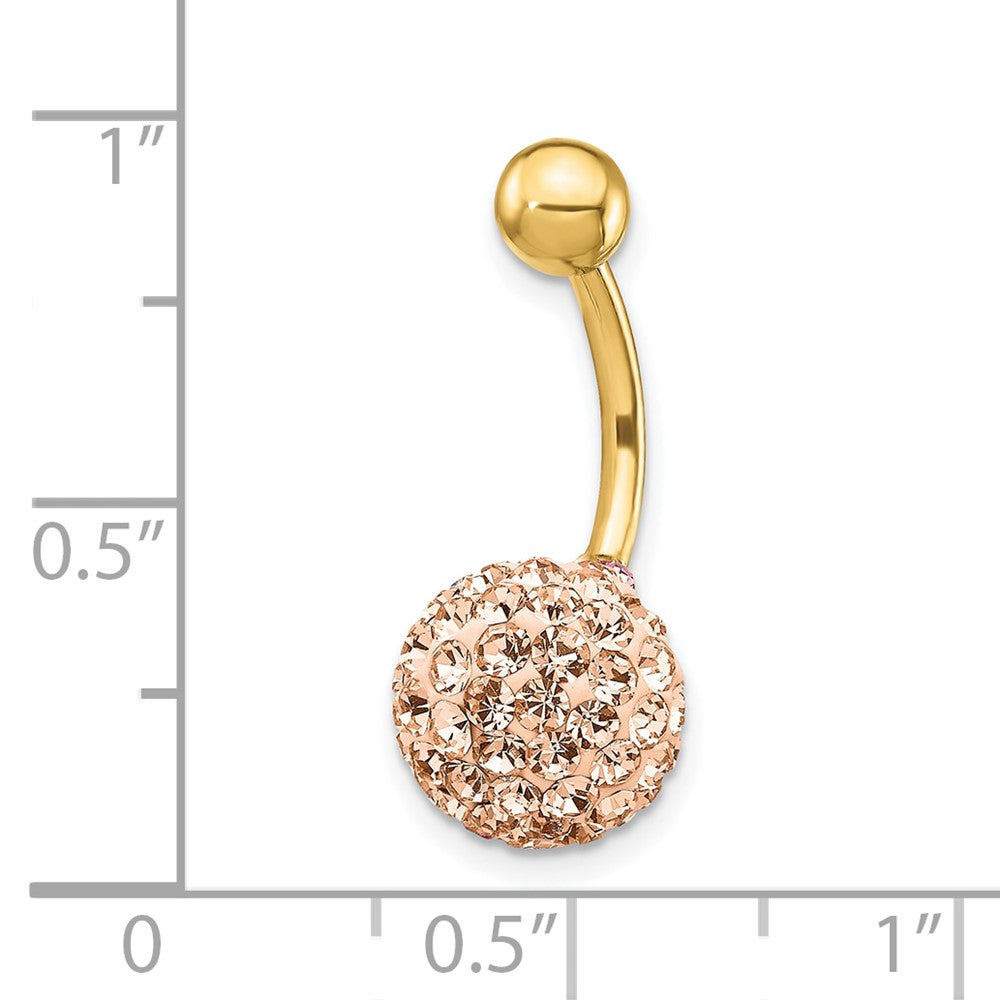 10K Gelbgold mit Champagne Kristall Kugel Belly Hängend