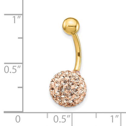 10K Gelbgold mit Champagne Kristall Kugel Belly Hängend