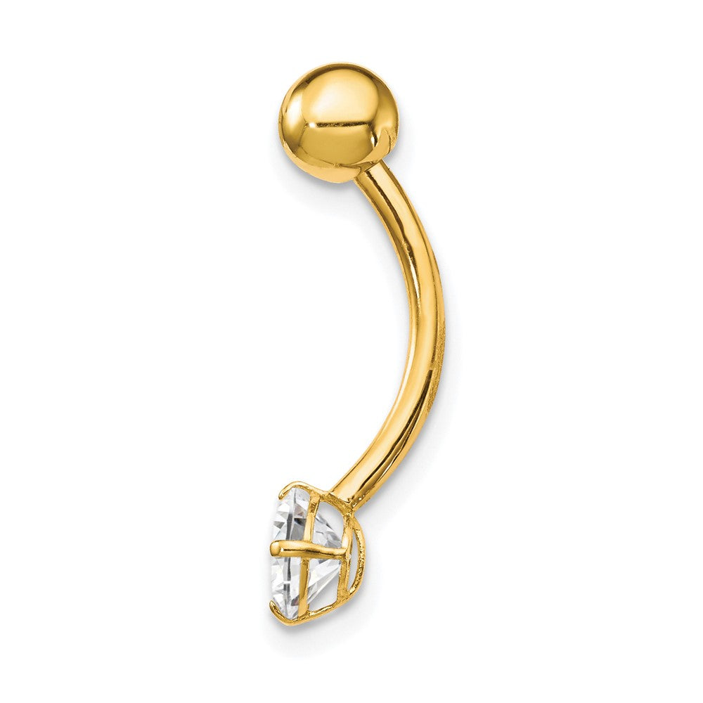 10K Gelbgold mit 5mm Rund Zirkonia Belly Hängend