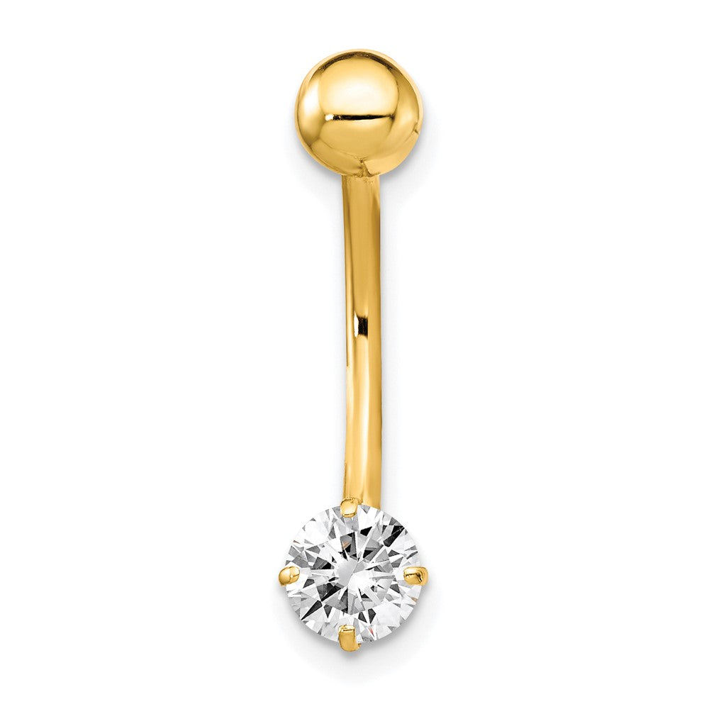 10K Gelbgold mit 5mm Rund Zirkonia Belly Hängend