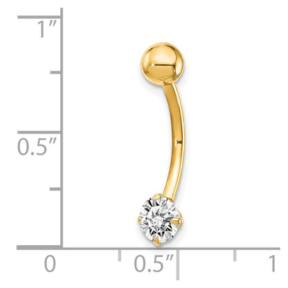 10K Gelbgold mit 5mm Rund Zirkonia Belly Hängend