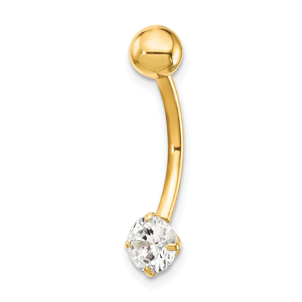 10K Gelbgold mit 5mm Rund Zirkonia Belly Hängend