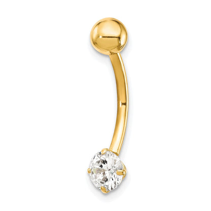 10K Gelbgold mit 5mm Rund Zirkonia Belly Hängend
