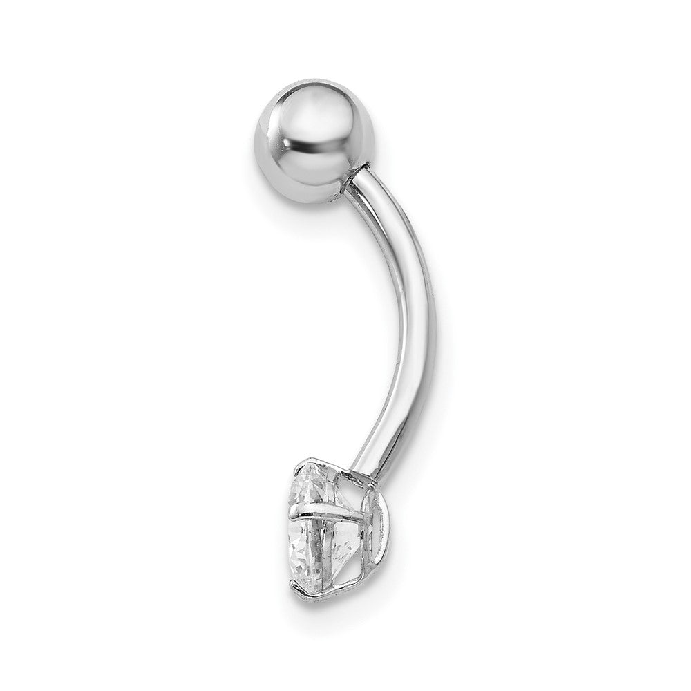 10K Weißgold mit 5mm Rund Zirkonia Belly Hängend