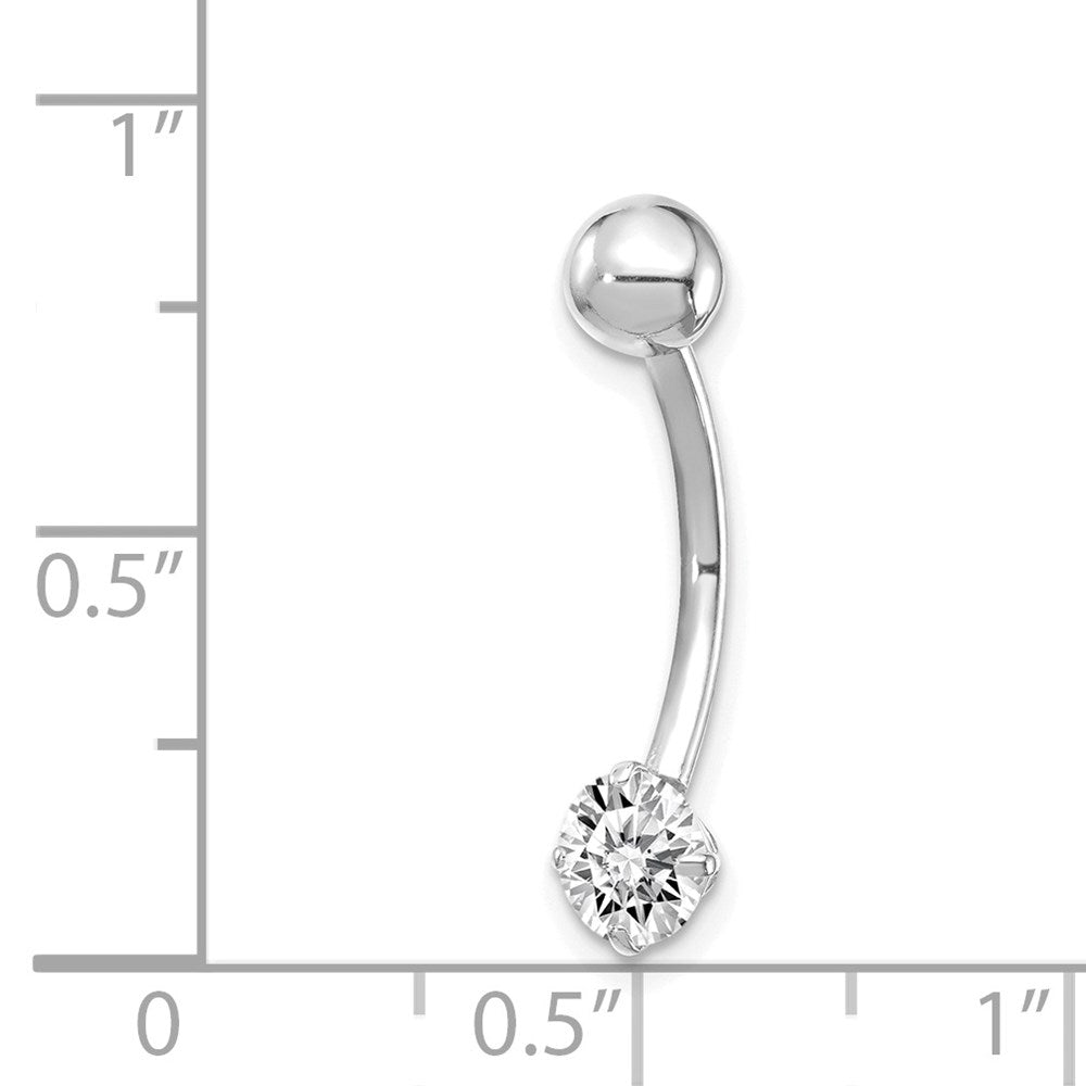 10K Weißgold mit 5mm Rund Zirkonia Belly Hängend