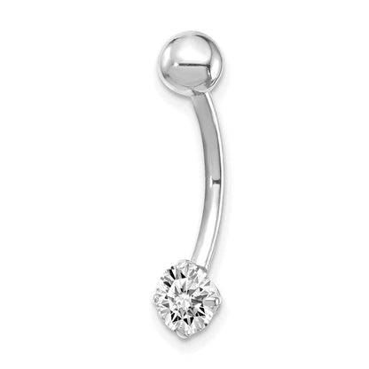 10K Weißgold mit 5mm Rund Zirkonia Belly Hängend
