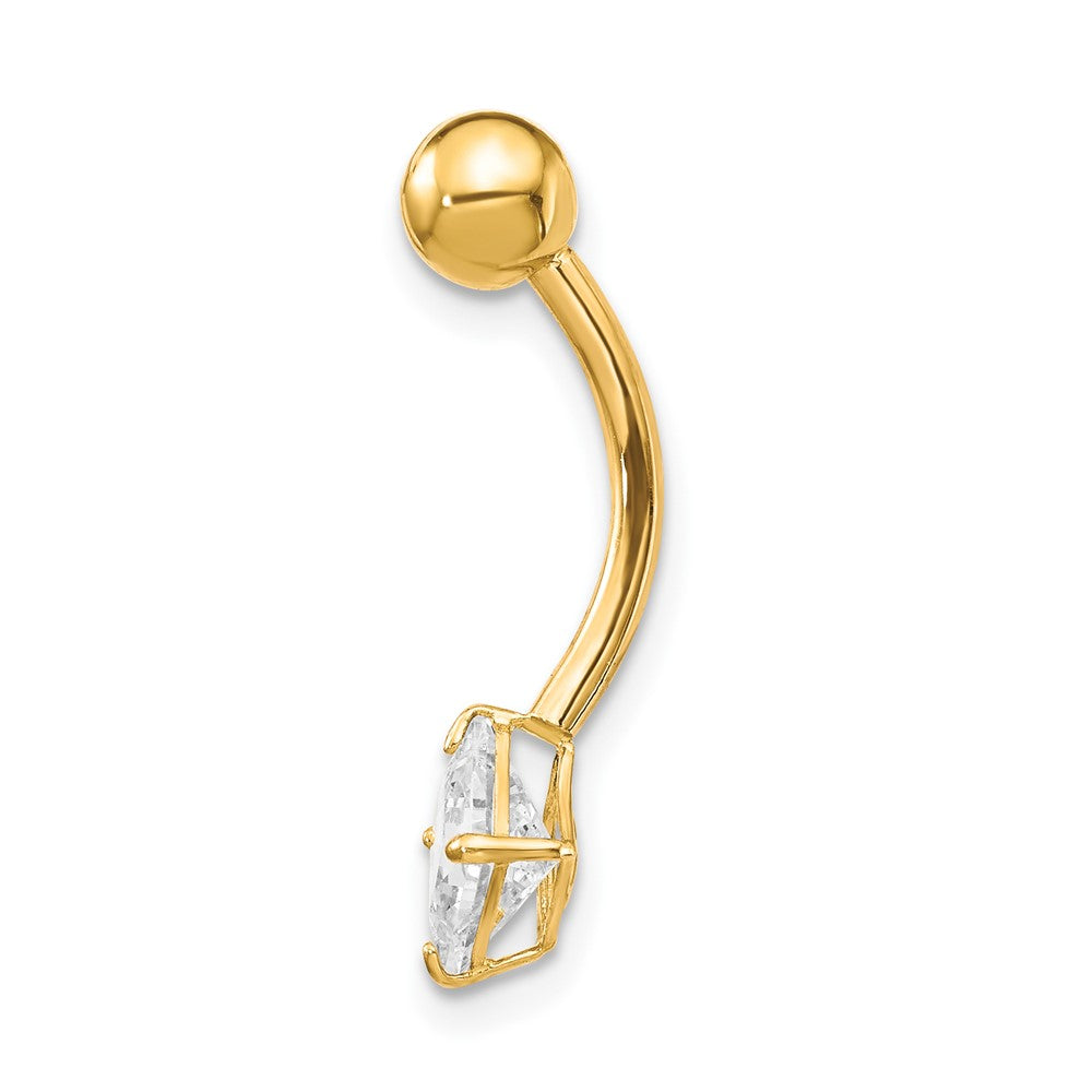 10K Gelbgold mit 5mm Quadratisch Zirkonia Belly Hängend