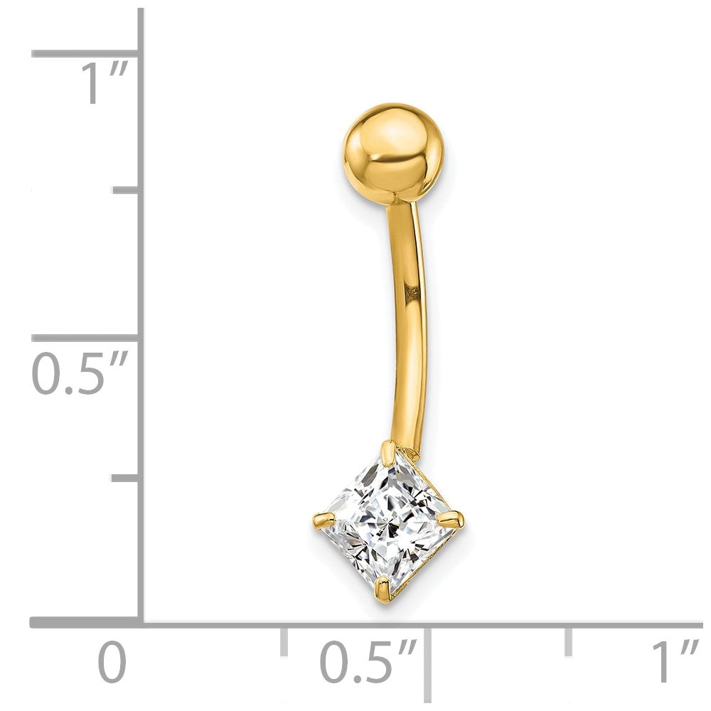 10K Gelbgold mit 5mm Quadratisch Zirkonia Belly Hängend