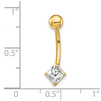 10K Gelbgold mit 5mm Quadratisch Zirkonia Belly Hängend