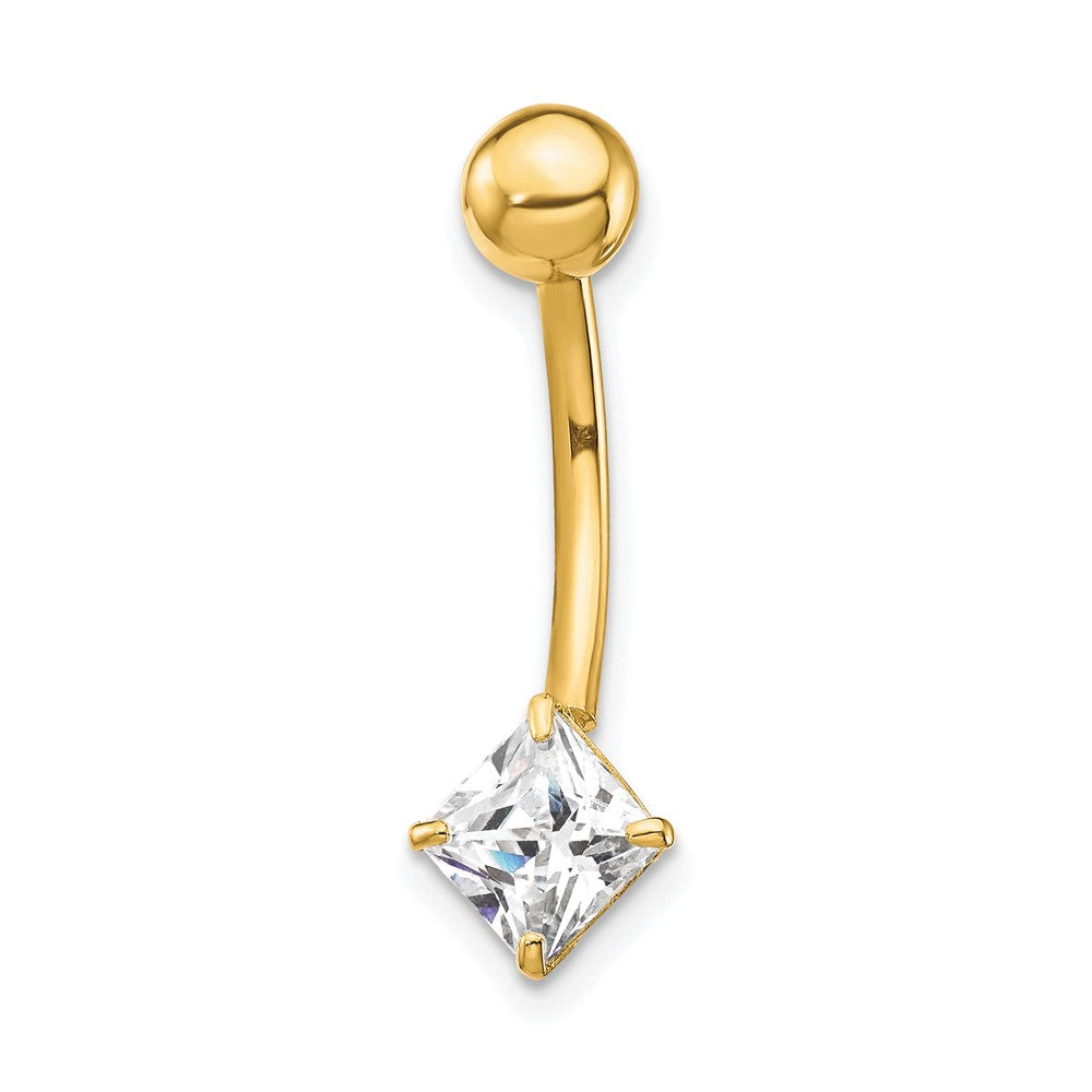 10K Gelbgold mit 5mm Quadratisch Zirkonia Belly Hängend