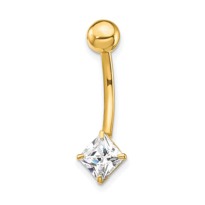 10K Gelbgold mit 5mm Quadratisch Zirkonia Belly Hängend