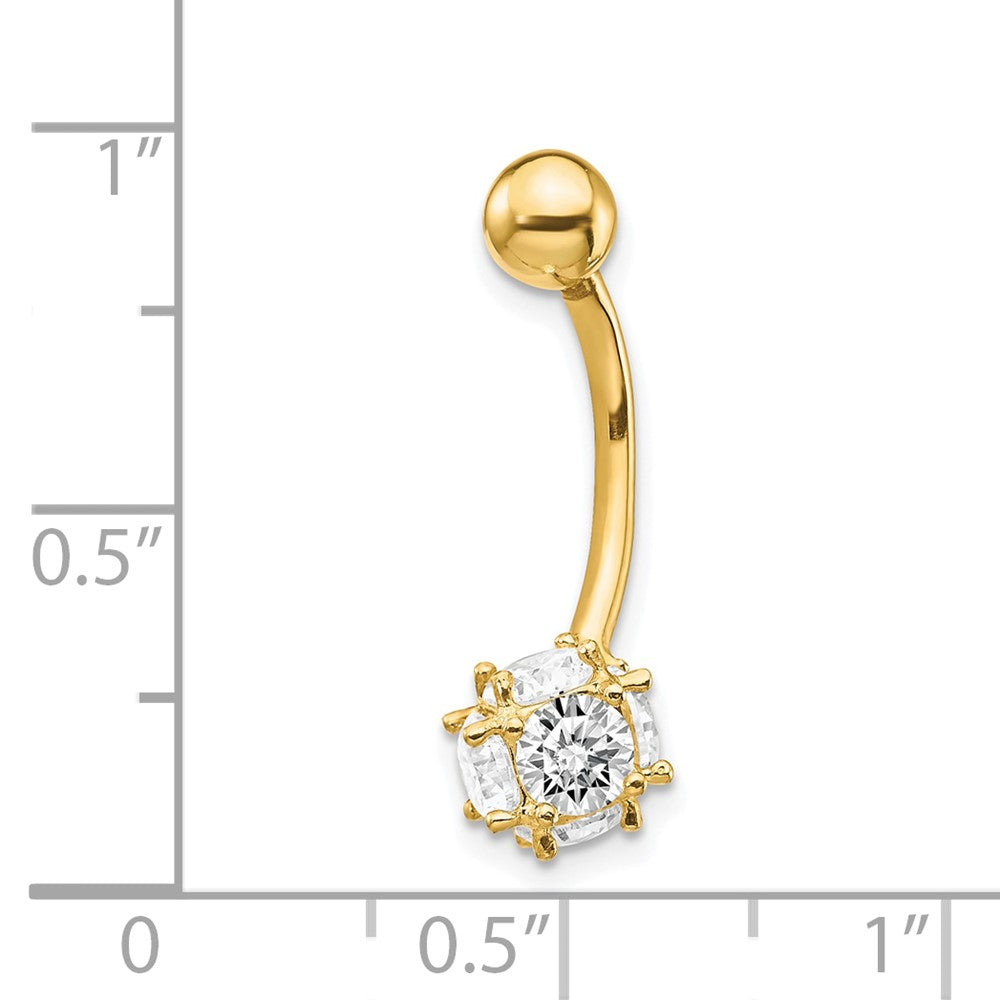 10K Gelbgold 7mm Zirkonia Kugel Belly Hängend