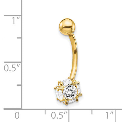 10K Gelbgold 7mm Zirkonia Kugel Belly Hängend