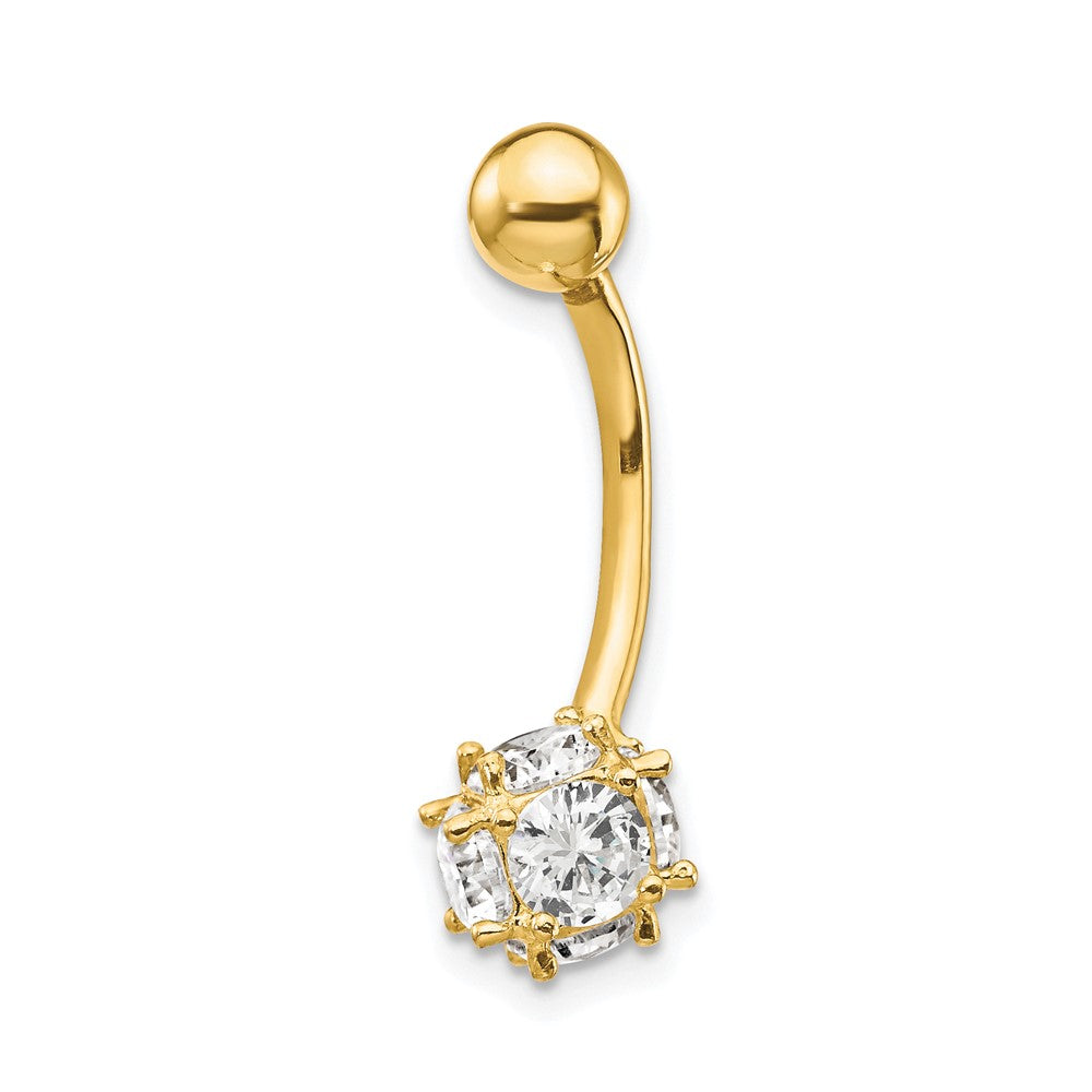 10K Gelbgold 7mm Zirkonia Kugel Belly Hängend