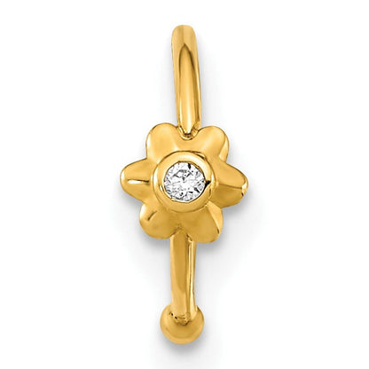 10K Gelbgold 10K 18 Stärke Creole mit Zirkonia Nasen Ring Body Schmuck