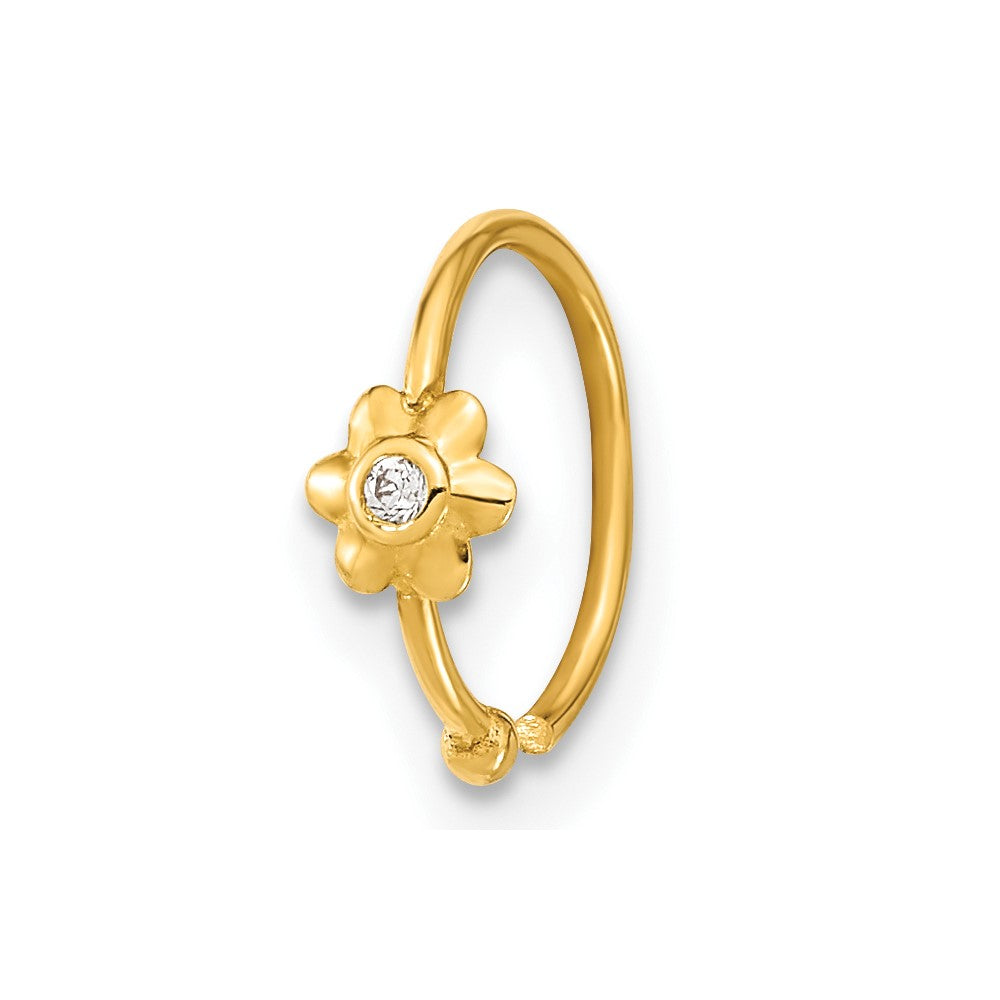 10K Gelbgold 10K 18 Stärke Creole mit Zirkonia Nasen Ring Body Schmuck