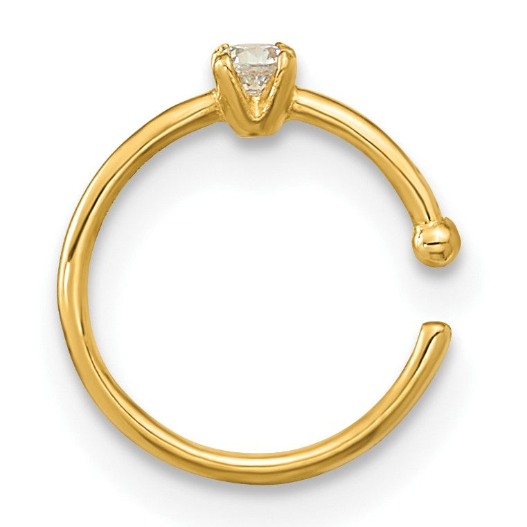 10K Gelbgold 10K 20 Stärke Zirkonia Creole Nasen Ring Body Schmuck