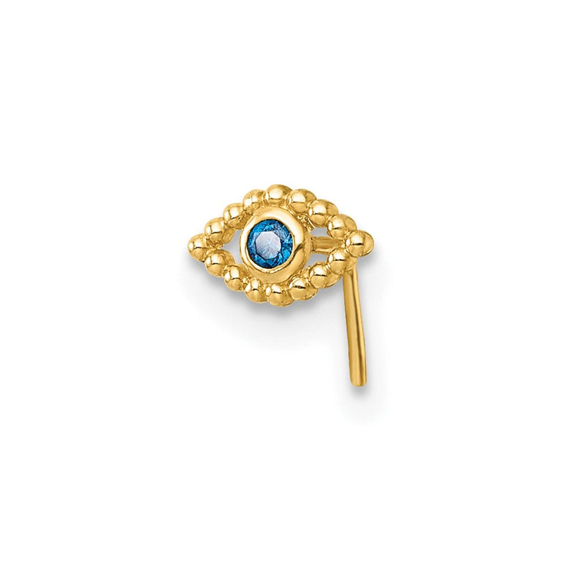 10K Gelbgold Poliert 23 Stärke Blau Zirkonia Böse Auge Nasen Ohrstecker