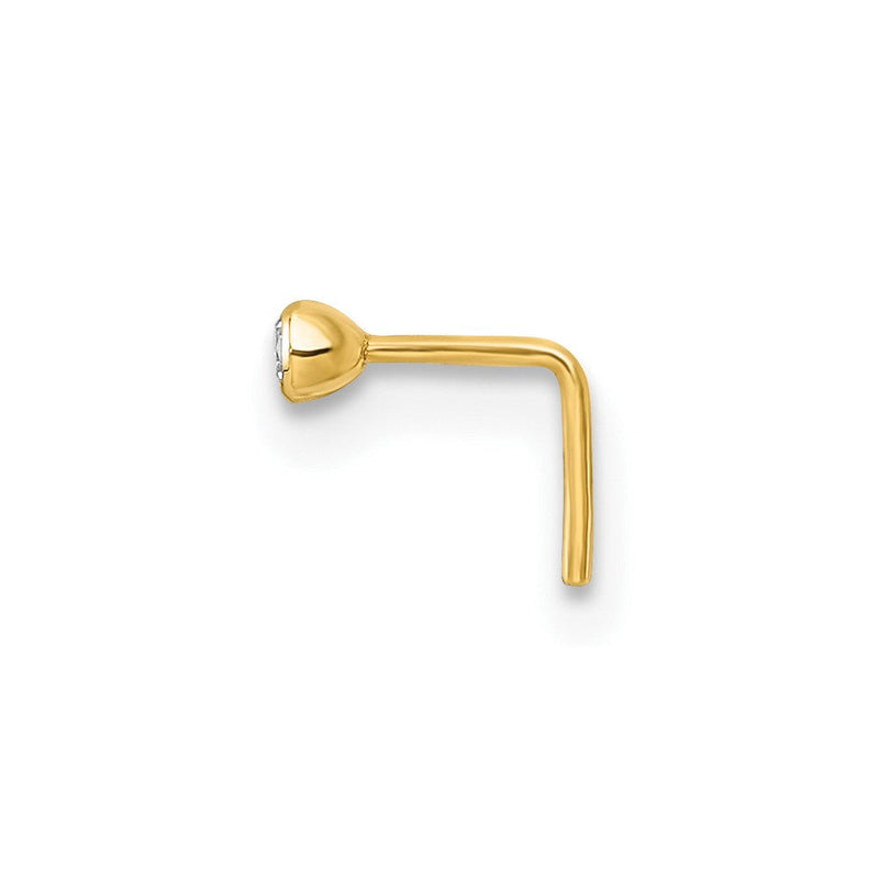 10K Gelbgold Poliert 23 Stärke 2.00mm Zargenfassung-set Weiß Rund Zirkonia Nasen Ohrstecker