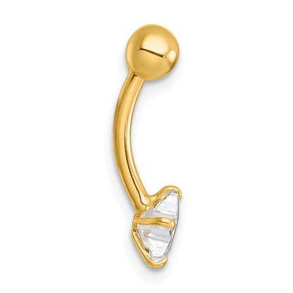 10K Gelbgold Poliert 14 Stärke Zirkonia Stern Navel Ring