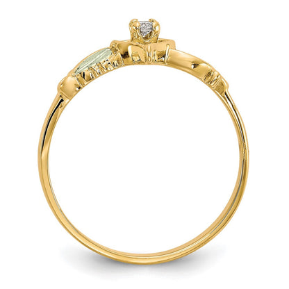 10K Tricolor Schwarz Hills Gold Diamant Herz Ring
