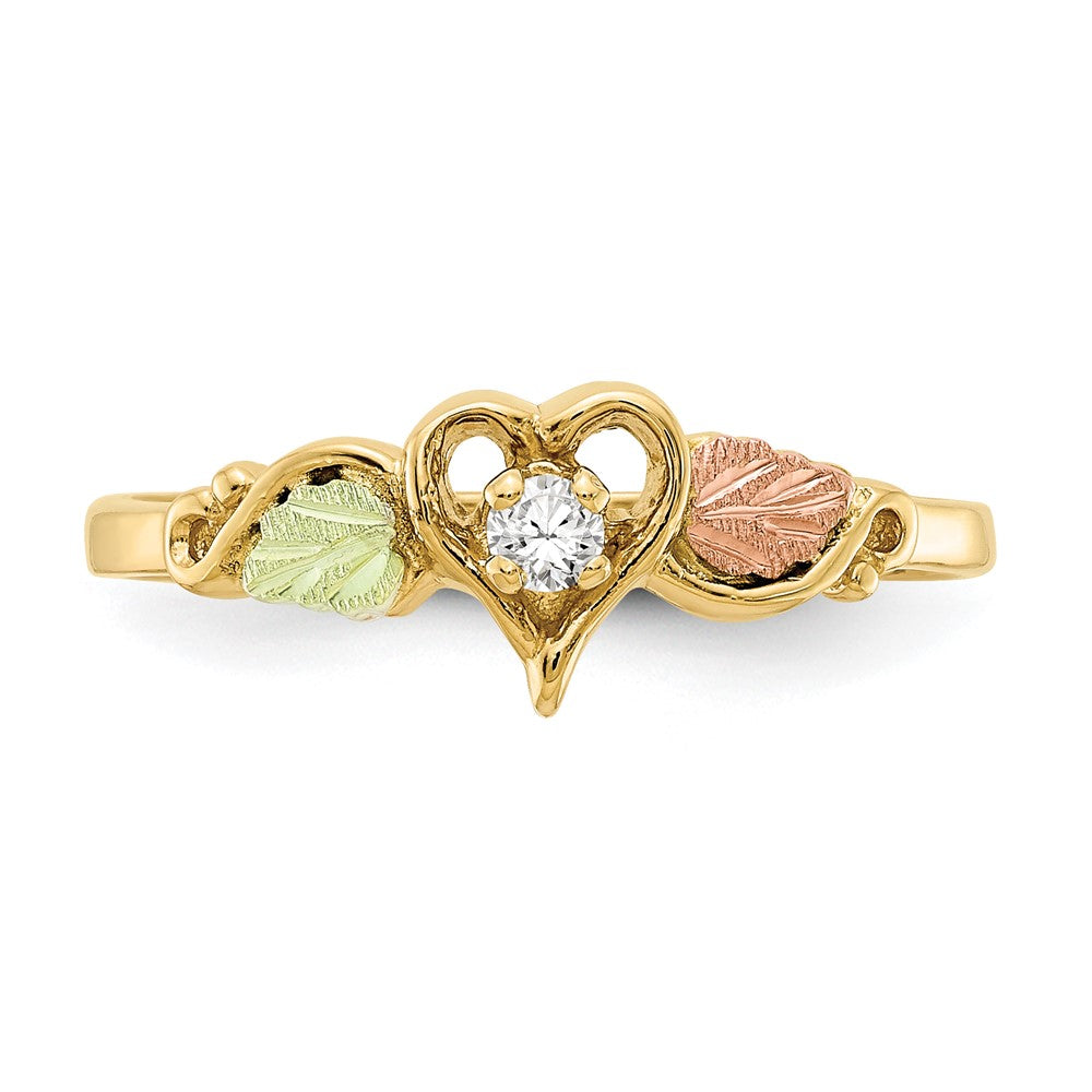 10K Tricolor Schwarz Hills Gold Diamant Herz Ring