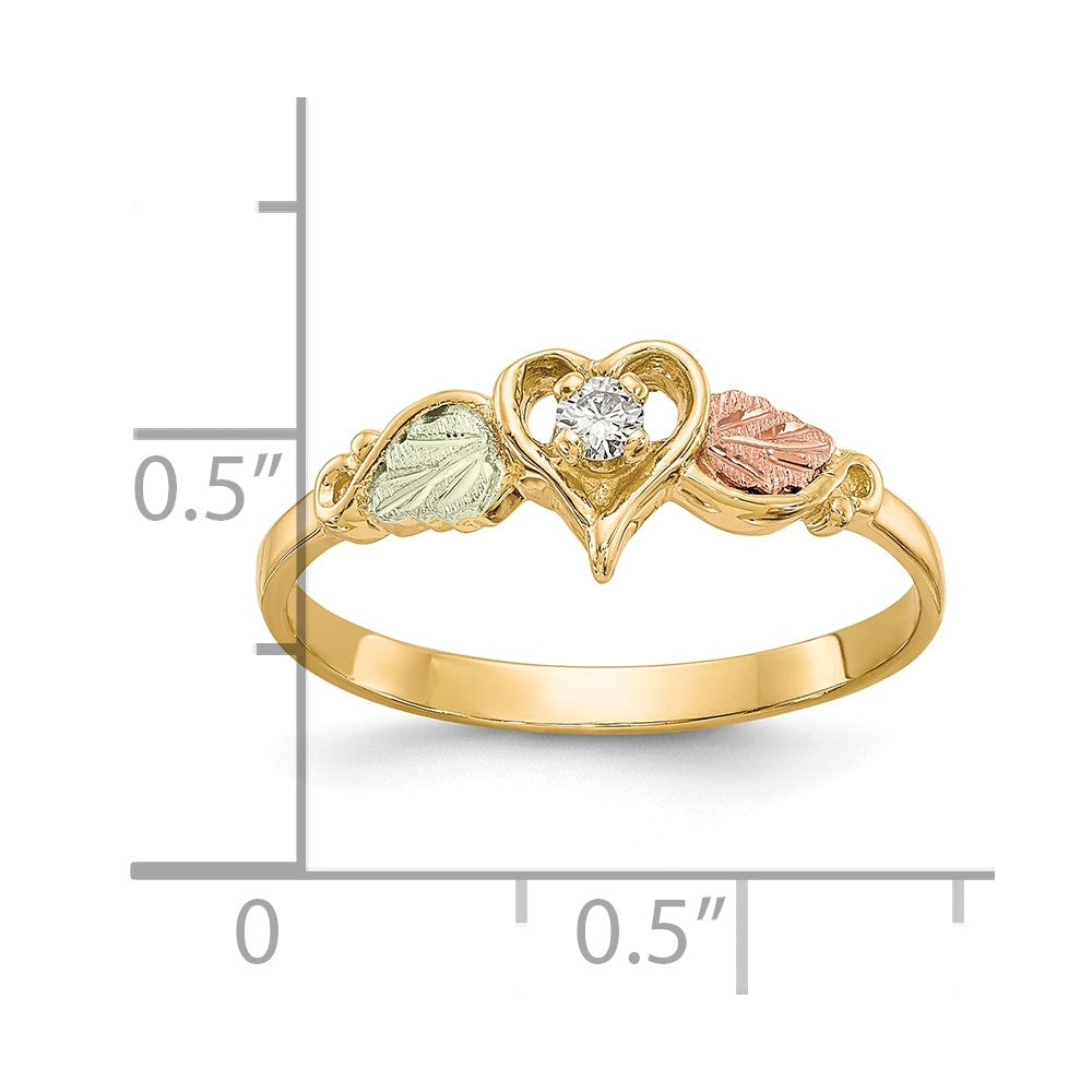 10K Tricolor Schwarz Hills Gold Diamant Herz Ring