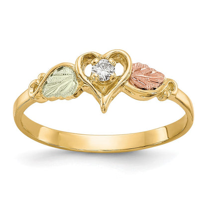 10K Tricolor Schwarz Hills Gold Diamant Herz Ring