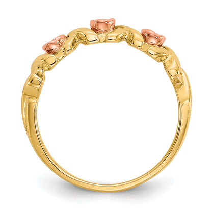 10K Bicolor mit 12K Akzente Schwarz Hills Gold -x- und Rose Ring