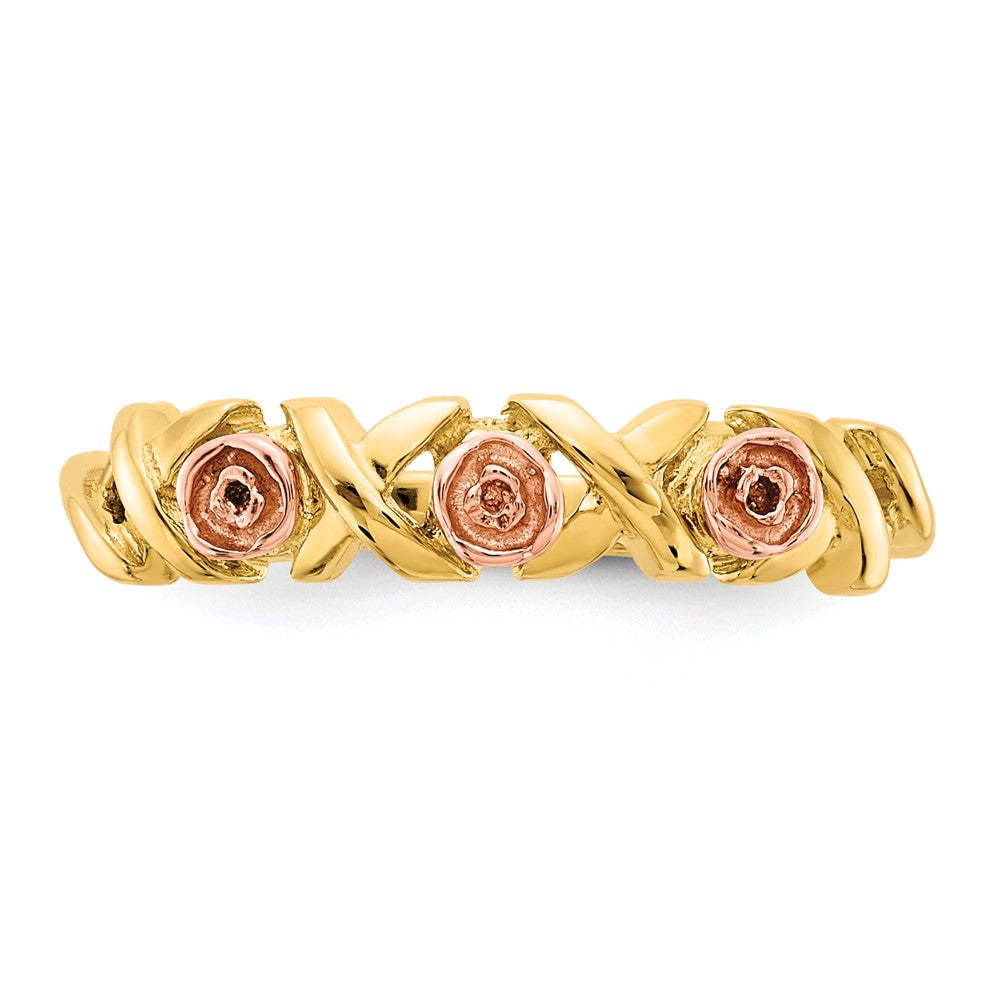 10K Bicolor mit 12K Akzente Schwarz Hills Gold -x- und Rose Ring