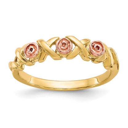 10K Bicolor mit 12K Akzente Schwarz Hills Gold -x- und Rose Ring