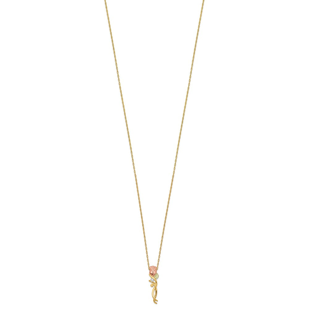 10K Tricolor Schwarz Hills Gold Diamant Rose Halskette