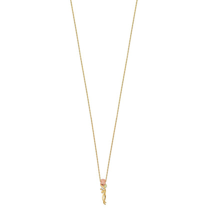 10K Tricolor Schwarz Hills Gold Diamant Rose Halskette