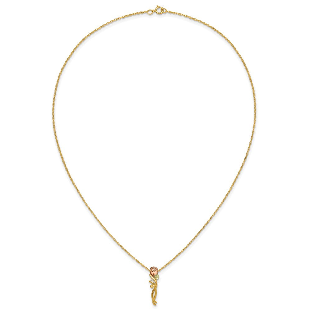 10K Tricolor Schwarz Hills Gold Diamant Rose Halskette