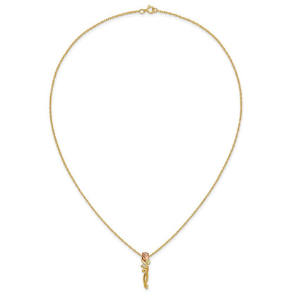 10K Tricolor Schwarz Hills Gold Diamant Rose Halskette