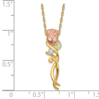 10K Tricolor Schwarz Hills Gold Diamant Rose Halskette