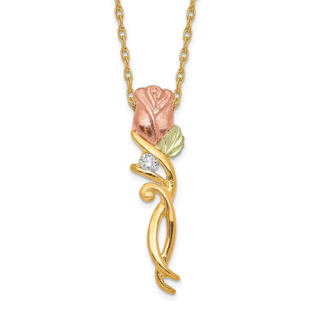 10K Tricolor Schwarz Hills Gold Diamant Rose Halskette