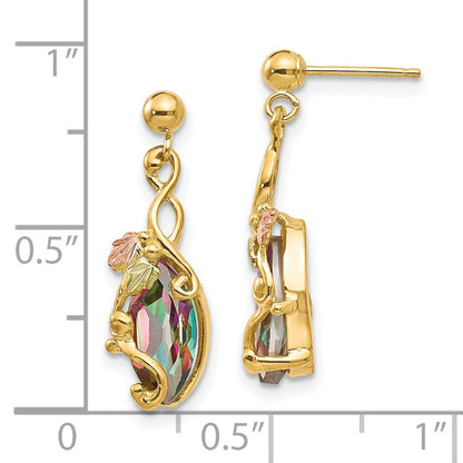 10K Tricolor Schwarz Hills Gold Mystic Topas Stecker Ohrhänger