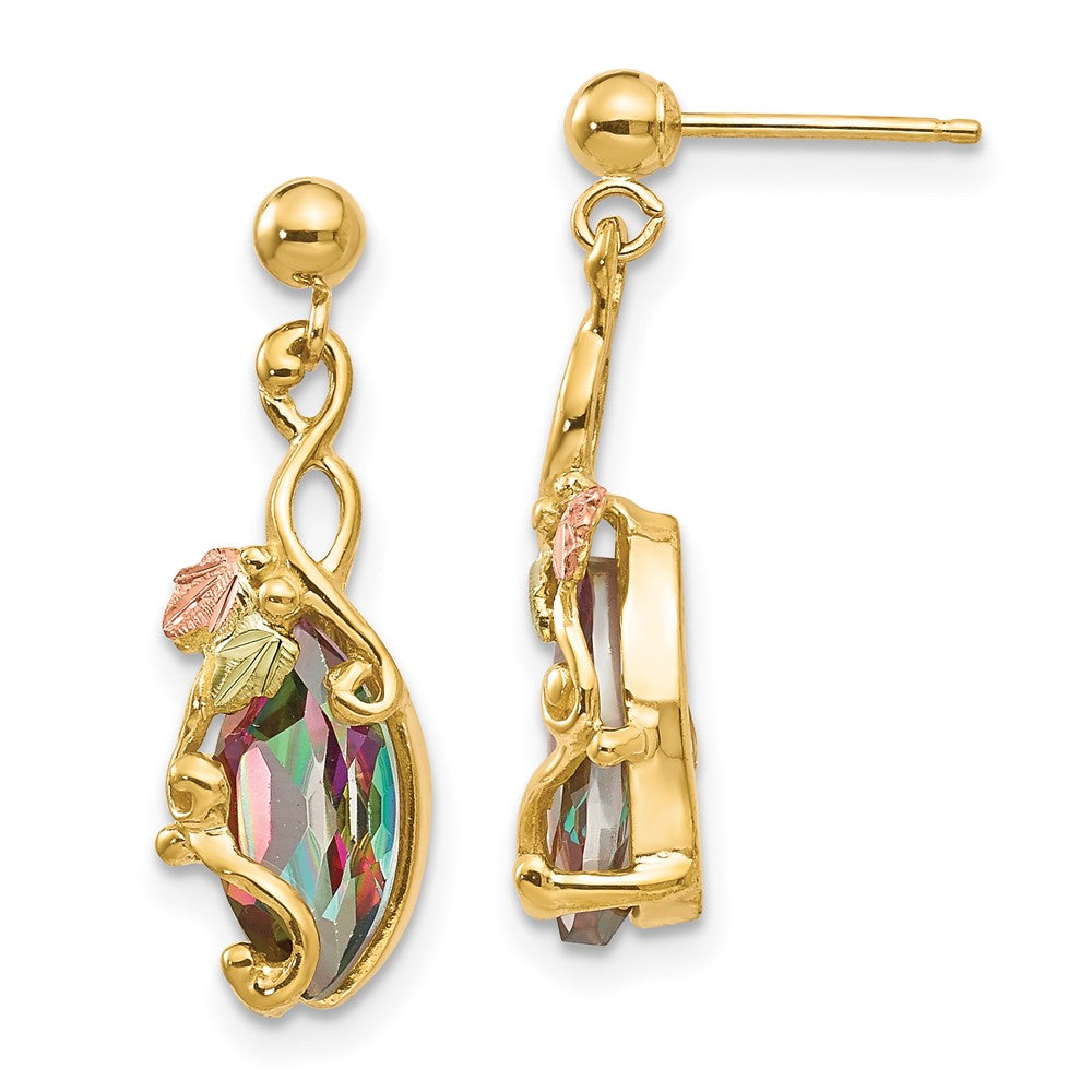 10K Tricolor Schwarz Hills Gold Mystic Topas Stecker Ohrhänger