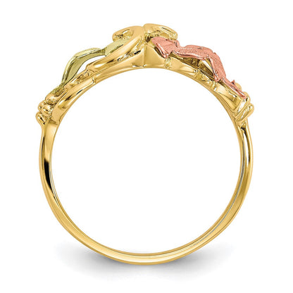 10K Tricolor Schwarz Hills Gold Blume Ring
