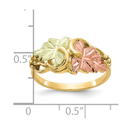 10K Tricolor Schwarz Hills Gold Blume Ring