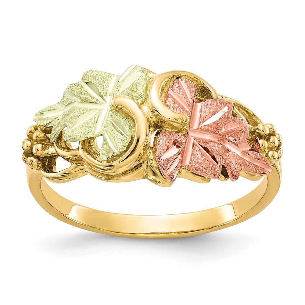 10K Tricolor Schwarz Hills Gold Blume Ring