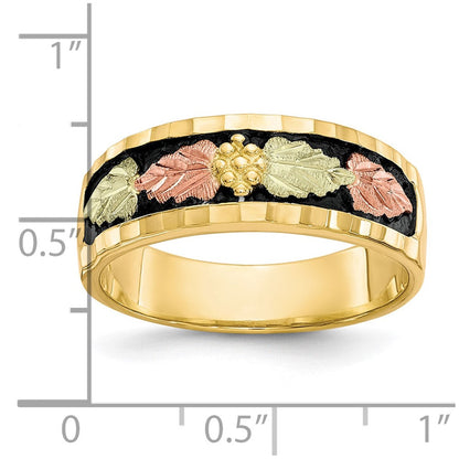 10K Tricolor Schwarz Hills Gold Herren Antikisiert Ring