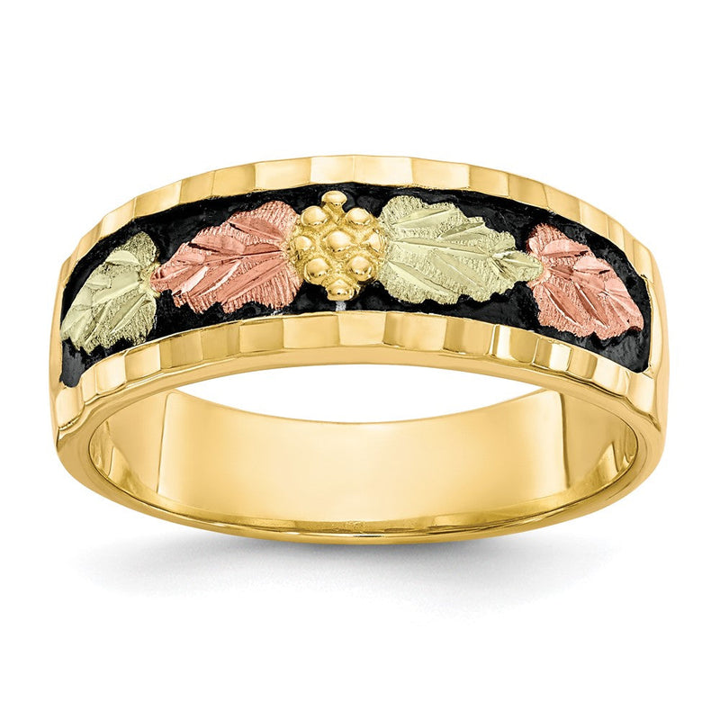 10K Tricolor Schwarz Hills Gold Herren Antikisiert Ring
